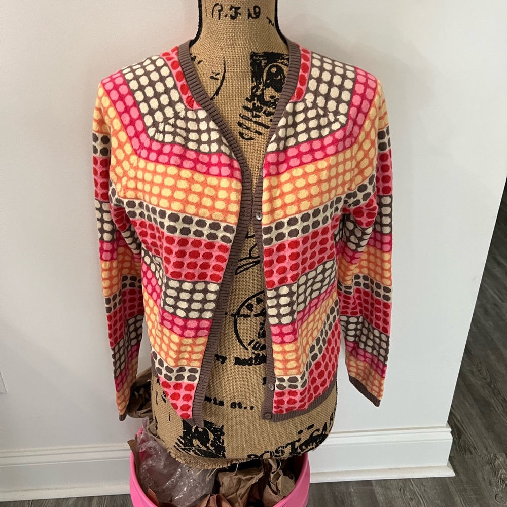 Talbots Multicolor Polka Dot Cardigan